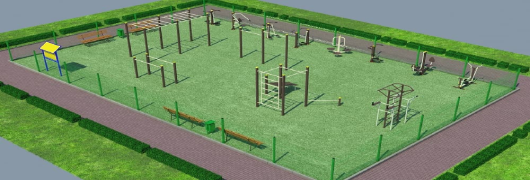 Проект спортивной воркаут площадки с уличными тренажерами в Рязани