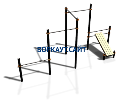 Воркаут комплекс разноуровневых турников со скамьей для пресса ВС-37 в Рязани