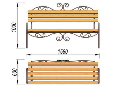Лавочка кованная МАФ 1606 в Рязани