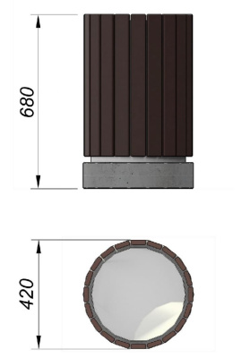 Урна деревянная круглая с бетонным основанием МАФ 1632 в Рязани
