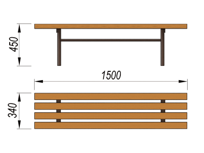 Лавочка без спинки МАФ 1601 в Рязани