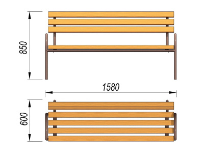 Парковая лавочка со спинкой МАФ 1605 в Рязани