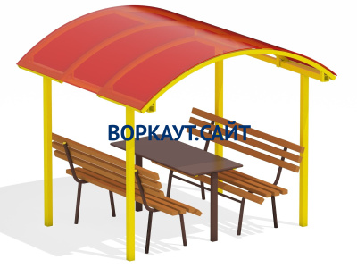 Стол и лавки под навесом МАФ 4005 в Рязани