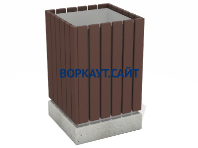 Урна деревянная квадратная с бетонным основанием МАФ 1633 в Рязани